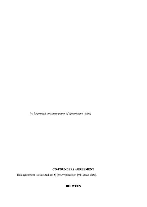 1. Template - Co-founders Agreement - [to be printed on stamp paper of ...