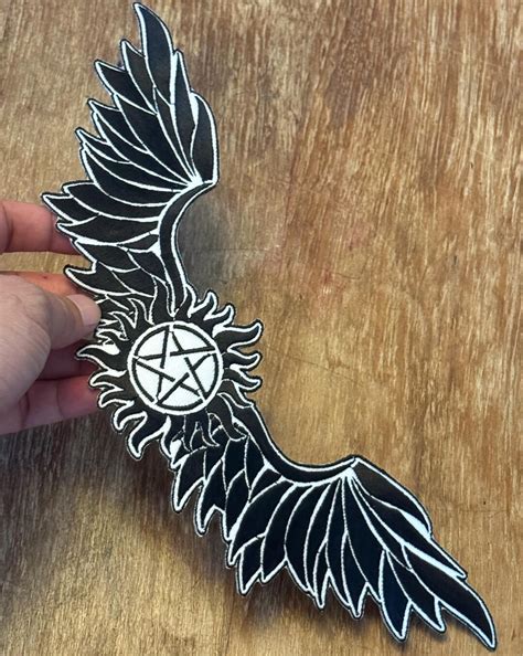 Pentagram Pentacle Supernatural Angel Wings Symbol Embroidery Iron-on ...