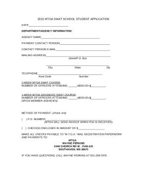 MTOA SWAT COURSE STUDENT APPLICATION Holly ... Doc Template | pdfFiller