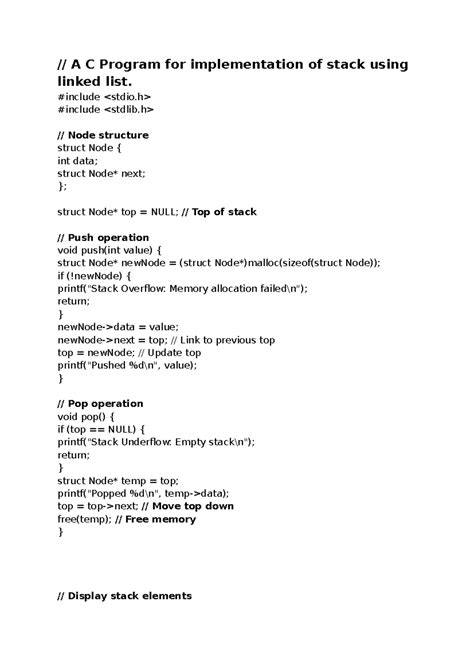 C Program: Stack & Queue Implementation Using Linked List - Studocu