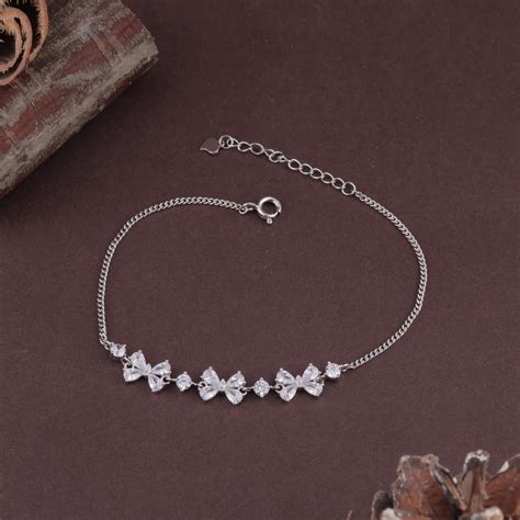 CZ Stones Adjustable Bow Charm Bracelets for Women – Eri Silvers