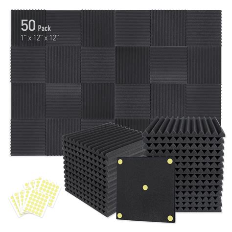 Focusound 50 Pack Acoustic Foam Panels 1" x 12" x 12" Sound Proof Foam ...