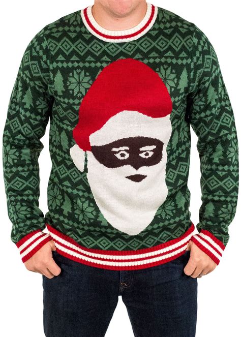 Buy Ugly Christmas Sweater - Black Santa Clause Holiday Sweater in ...