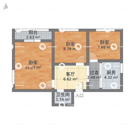 北京市海淀区 海淀南路小区2室1厅1卫 60m²-v2户型图 - 小区户型图 -躺平设计家