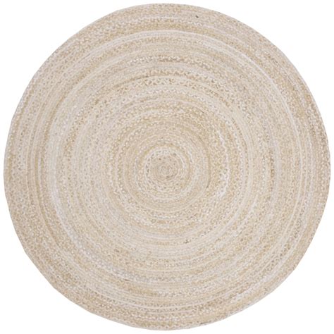 SAFAVIEH Braided Calvin Solid Shades Area Rug, Beige, 8' x 8' Round ...