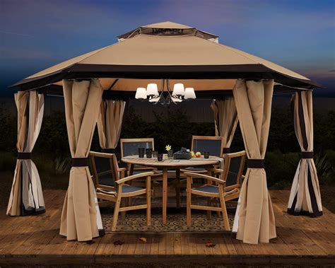 Amazon.com : Sunjoy 13 x 15 ft. Hardtop Gazebo, Outdoor Macomb Hexagon ...