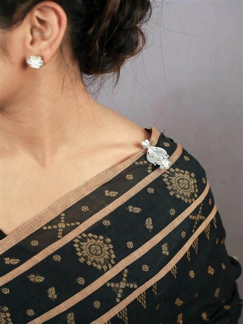 Silver Saree Pin online for women | Handmade Filigree | Silver Linings ...
