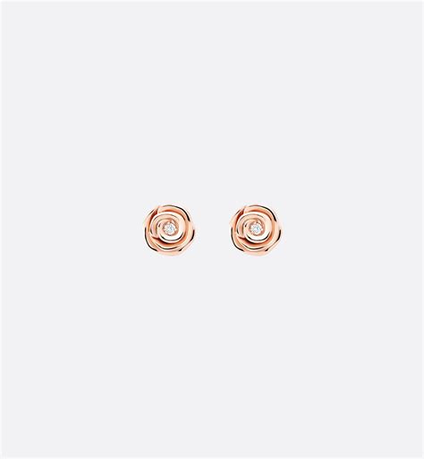 Small Rose Dior Couture Earrings Pink Gold and Diamonds | DIOR