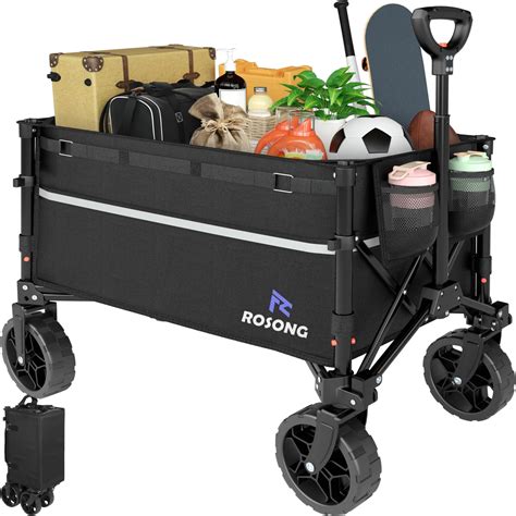 Amazon.com : ROSONG Collapsible Wagon Cart with Wheels Foldable ...
