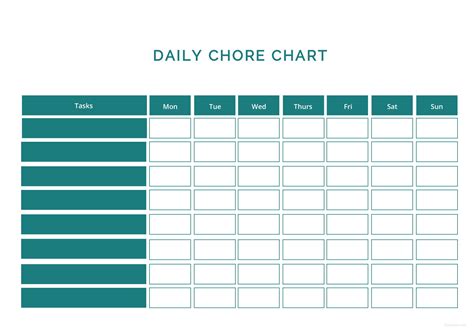 Daily Chore Chart Template in Microsoft Word | Template.net