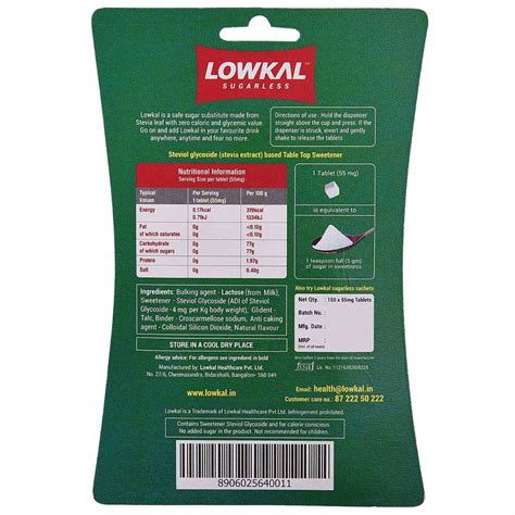 Lowkal Sugarless, 150 Tablets Price, Uses, Side Effects, Composition ...
