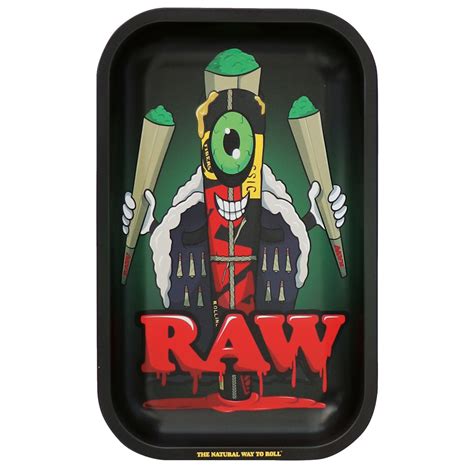 RAW BLACK METAL ROLLING TRAY CONE MONSTER - SMALL