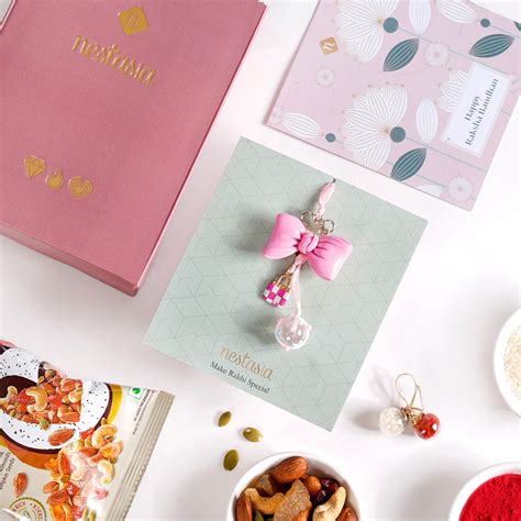 Cute Girl Bow Rakhi Gift Set Of 3 With Box And Card Online - Premium ...