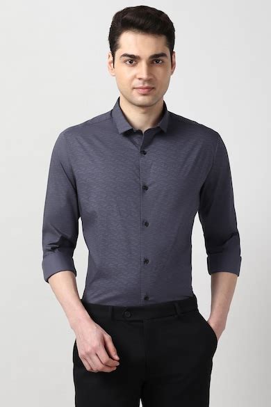 Peter England Perform Formal Shirts, Men Purple Slim Fit Full Sleeves ...