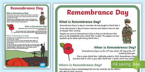 Remembrance Day Where When What Poster A4 (teacher made)