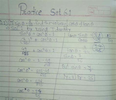 If sino=7/25find the values of coso and tano by using formulas - Brainly.in