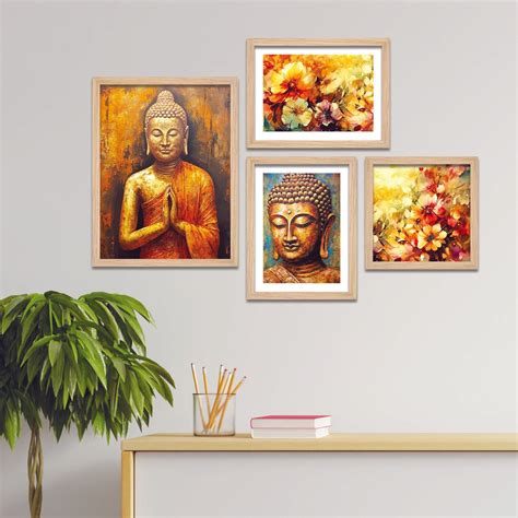 Premium Wall Frame Painting of Spiritual God Buddha Set of Four ...