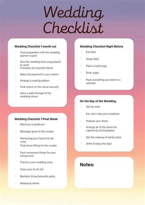 Image result for Full Wedding Checklist