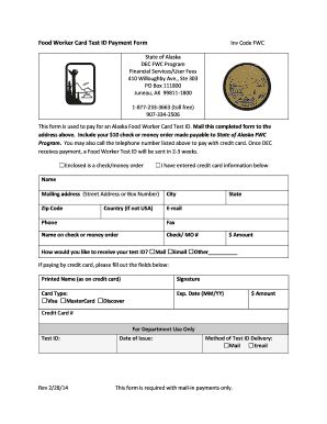Alaska Food Worker Card Test ID Payment Form - Blank Fillable Template ...