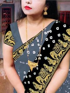 Buy AGV Printed Bollywood Crepe, Silk Blend Grey, Black Sarees Online ...