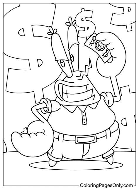 Mr Krabs Con Soldi Pagine Da Colorare