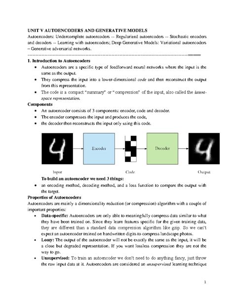 UNIT V Autoencoders - UNIT V AUTOENCODERS AND GENERATIVE MODELS ...