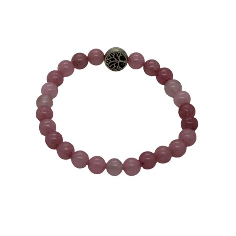 Reiki Charged Original Rose Quartz Crystal Bracelet with Tree of Life ...