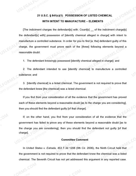 Texas 21 U.S.C. Sec. 841(C)(1) POSSESSION OF LISTED CHEMICAL WITH ...