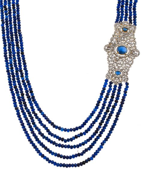 Buy Sapphire Blue Ad Long Jewellery Sets for Women Online at Silvermerc ...