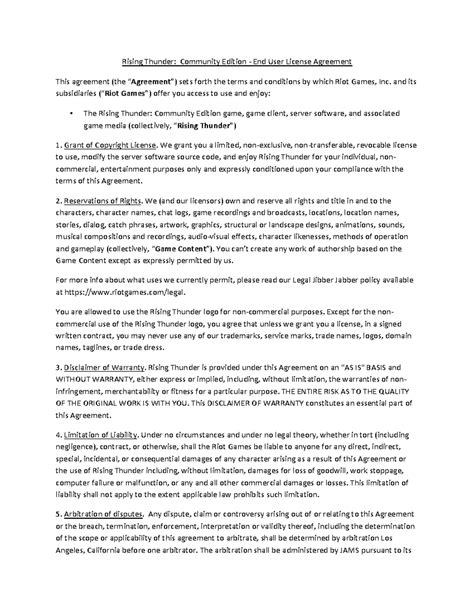 Rising Thunder CE EULA - It is a collection of relations or two ...