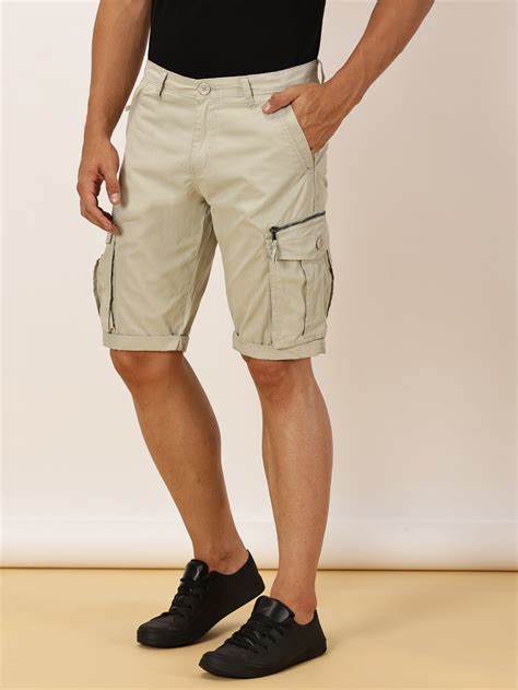 Solid Pista Cargo Shorts With Zip Pockets