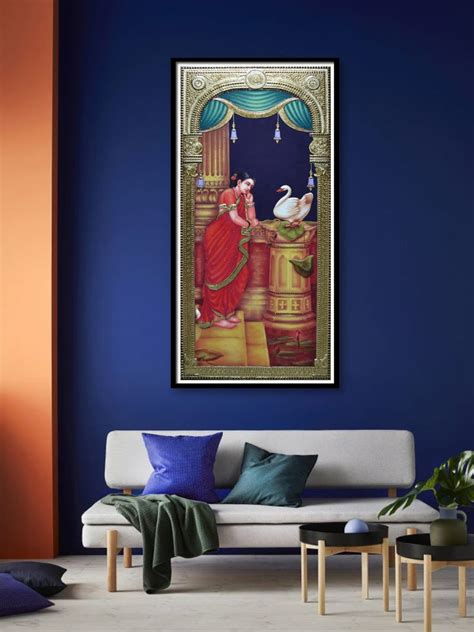 Swan Lady- Tanjore Hand Drawn Paintings