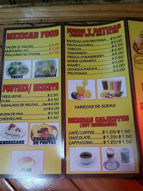 Menu at La Casa del Sandwich restaurant, Philadelphia, 101 E Rockland St