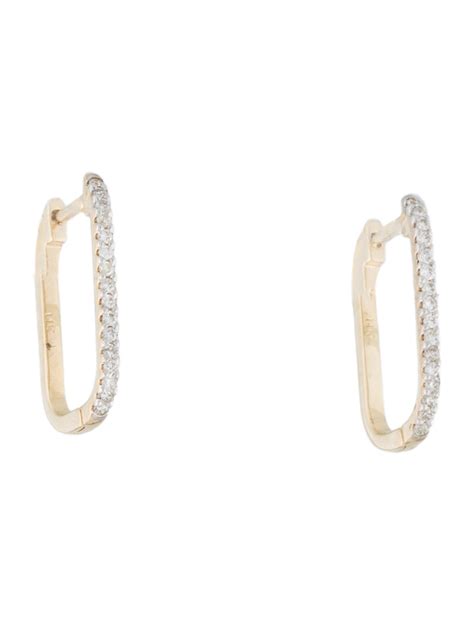 Jewelmak 14K Diamond U-Hoop Earrings - 14K Yellow Gold Hoop, Earrings ...