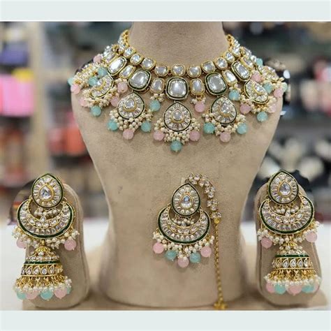 India Art Gold Plated Kundan Choker Necklace Set – JewelEMarket