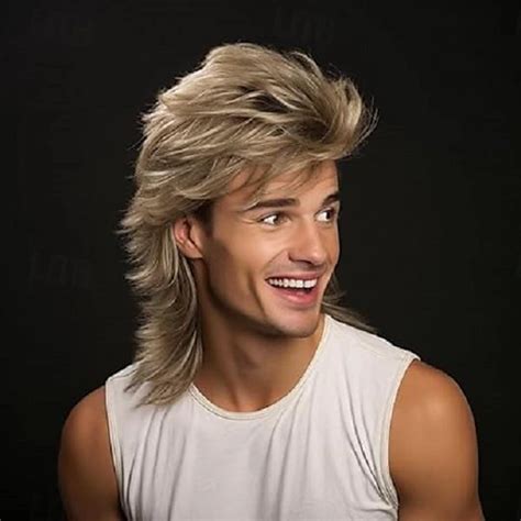 Ginger Blonde Mullet Wig Adult Funny Wigs for Men Pop Rock Wig Joe Dirt ...