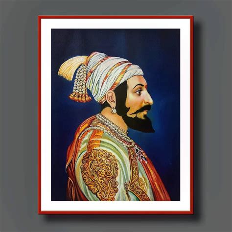 Buy Shivaji Maharaj Realistic Portrait Painting, Maratha King ...
