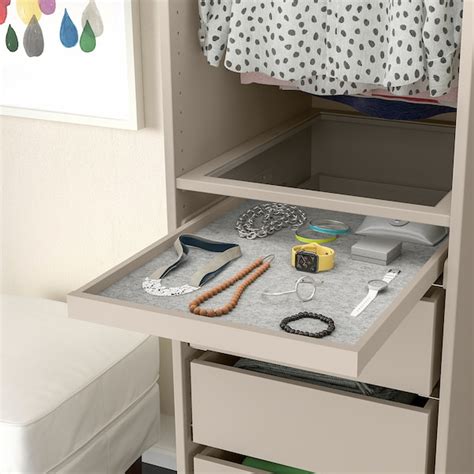 KOMPLEMENT pull-out tray with drawer mat, grey-beige/light grey, 50x58 ...