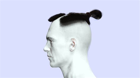 Man Bun -Low Fade Hair Cut 3D Model by khaloui
