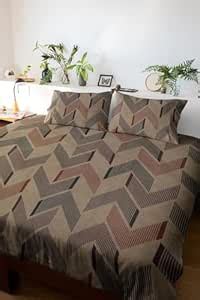 Haryana Hoops Queen Size Abstract Printed Bedsheet with 2 Pillow Covers ...