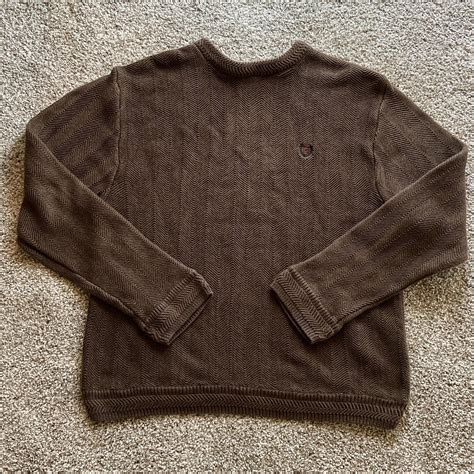 90s Chaps Coogi Style Grandpa Brown Sweater Men's... - Depop
