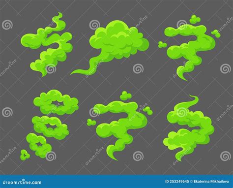 Bad Smell Fart Set. Green Smelly Toxic Clouds In Cartoon Style. Comic Smoke Collection ... - what is the smell of fart