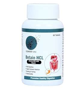 Element One Betaine HCL with Pepsin Stomach Acid Balance & Digestive ...