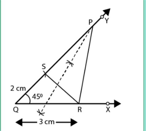 construct a A POR such as QR=3.2cm angle =45° and PR-PQ =2. 1cm(b ...