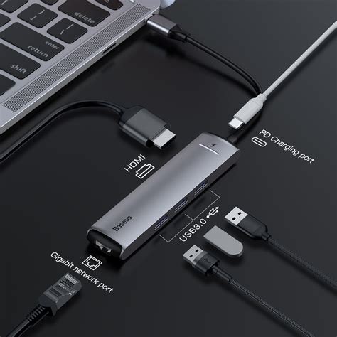 Baseus Mechanical Eye 6 in 1 USB Type-C Hub Grey (CAHUB-J0G) – Baseus ...