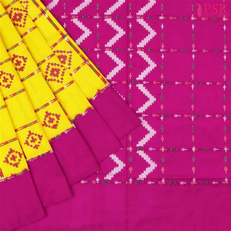 Yellow Pochampally Silk Ikat Saree – PSR Silks