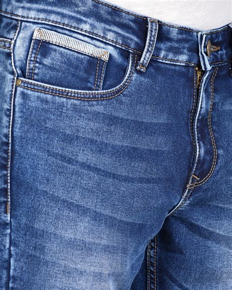 Buy Men's Blue Washed Slim Fit Jeans for Men Blue Online at Bewakoof