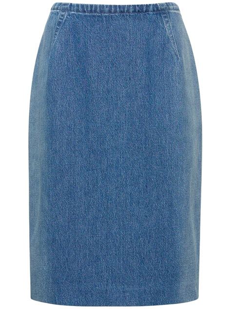 VERSACE - Denim Pencil Skirt W/ Back Slit Versace