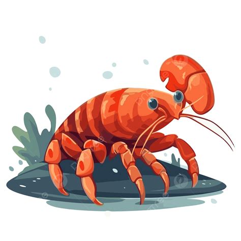 Crawdad Clipart Hummerkrabbe Unter Wasser Mit Algen Illustrationskarikatur Vektor, Flusskrebs ...