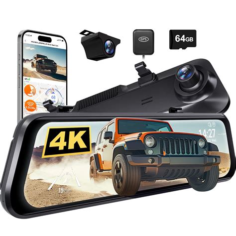 WOLFBOX G850Pro 4K Wifi ADAS Front and Rear Mirror Dash Cam